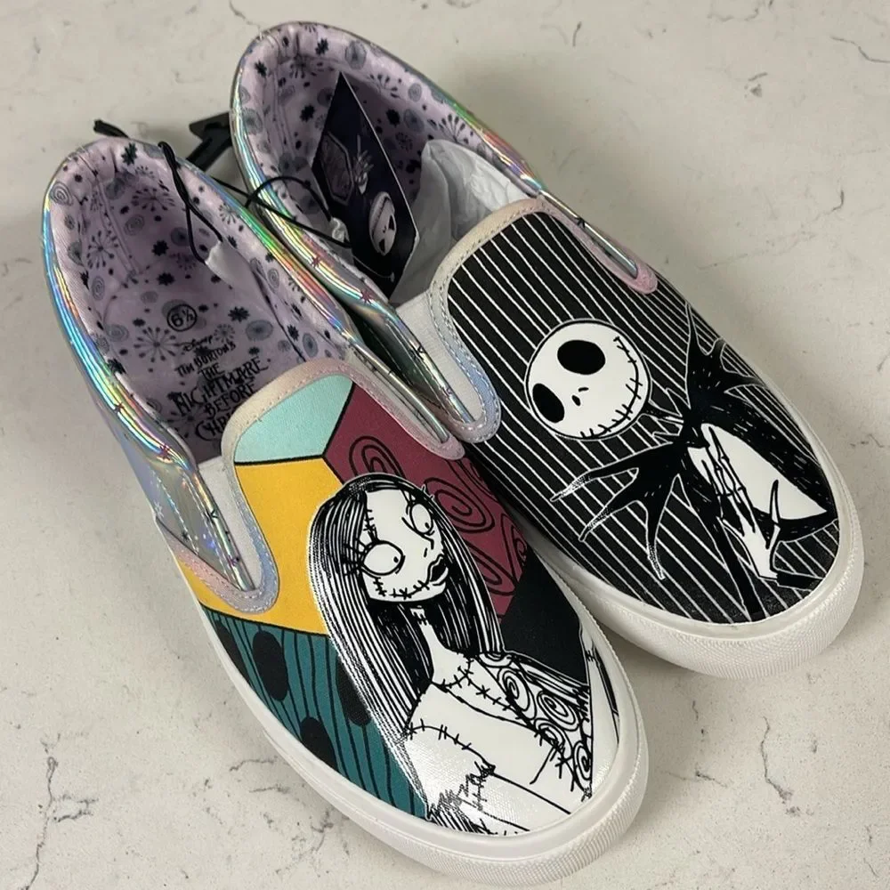 Disney Nightmare Before Christmas Low Top Slip-on Sneakers, Women’s Sizes 6 1/2”
